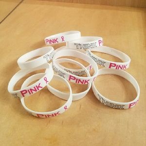 Pink Breast cancer awareness wristbands 10pk