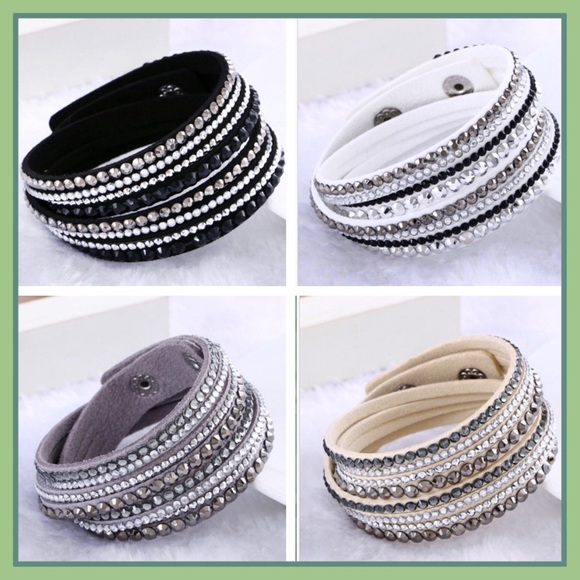 NIB 5 for $25--Suede Wrap Crystal Bracelet/Choker