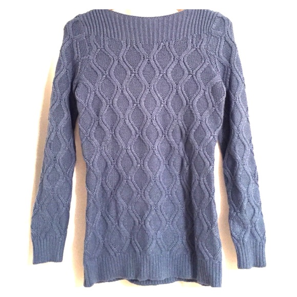 Ann Taylor Loft Blue-Gray Cable Sweater