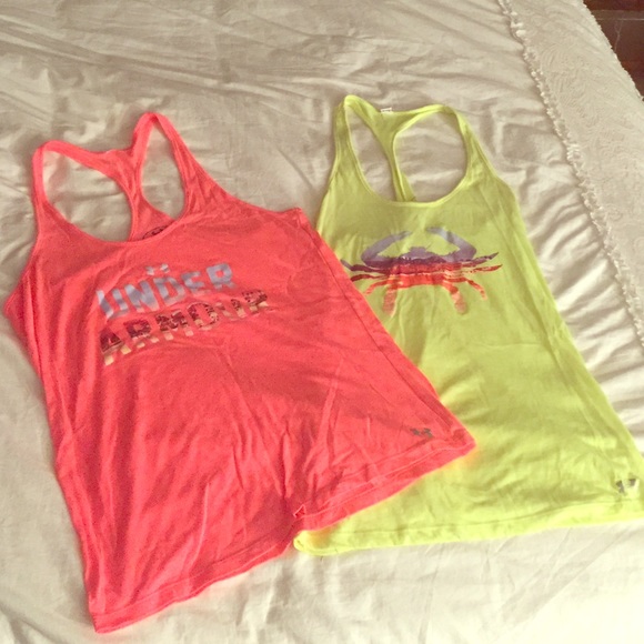 2 UA neon workout tanks