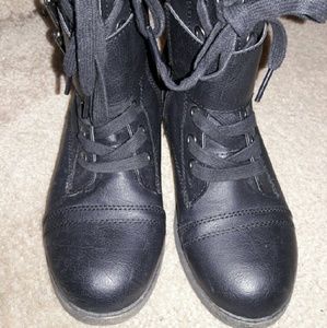 Black combat boots