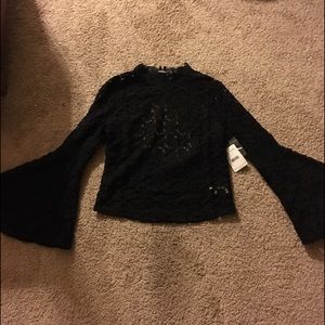Black crochet bell sleeve