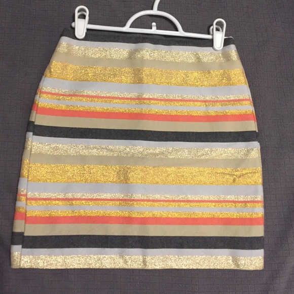 J Crew Metallic Striped Miniskirt
