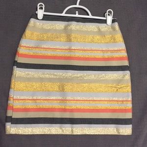 J Crew Metallic Striped Miniskirt