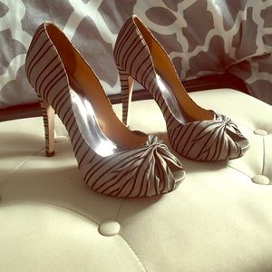 Black and nude stripped heels