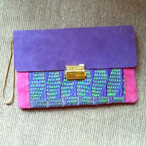 Club Monaco purple plum & pink satchel bag new - Picture 1 of 4