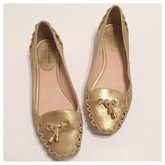kate spade Shoes - 🚫SOLD🚫Kate Spade Gold Metallic Moccasins
