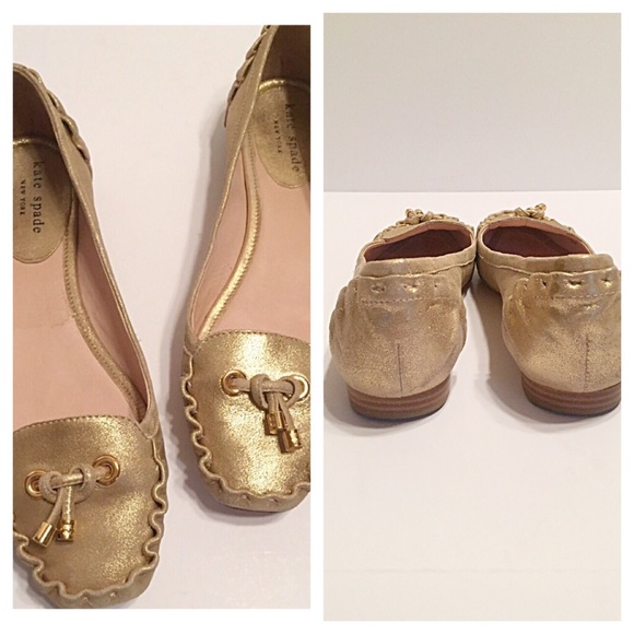 🚫SOLD🚫Kate Spade Gold Metallic Moccasins - Picture 3 of 4