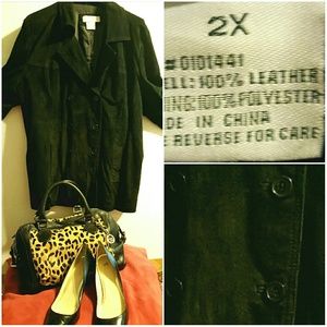PLUS SIZE BLACK SUEDE LEATHER JACKET SIZE 2X $25!!