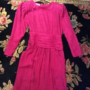 100% silk magenta color dress