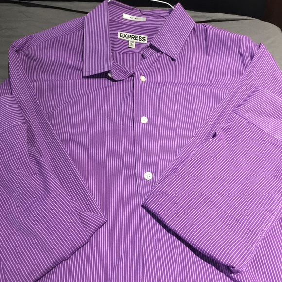 Express men's purple stripe button down