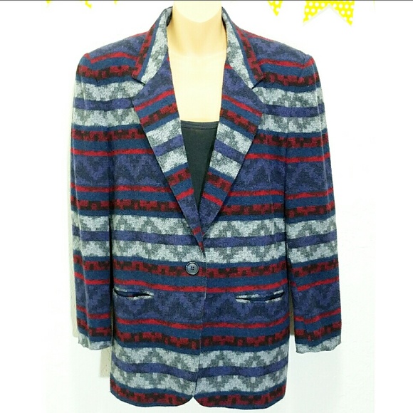 Vintage Jackets & Blazers - FINAL PRICE!! Aztec Striped Blazer Jacket sz 8 J12