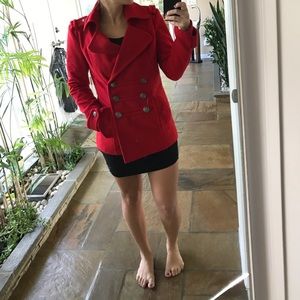 Red pea coat!