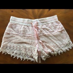 Pink lace shorts