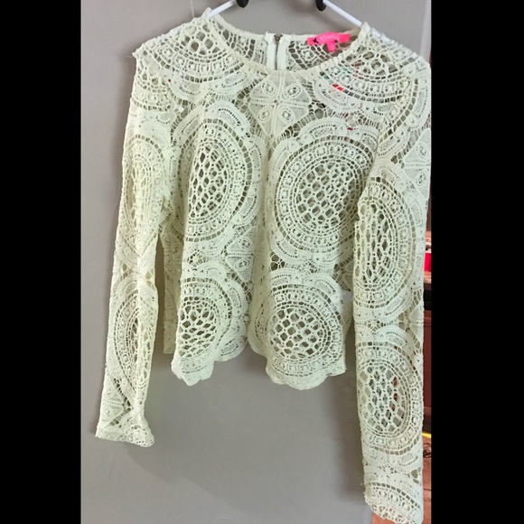 Yellow knit/crochet sweater