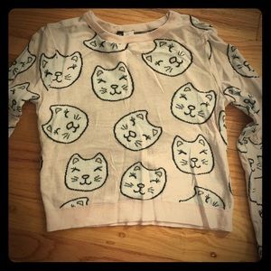 Smiling kitty cropped sweater