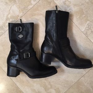 Black Leather Harley-Davidson Motorcycle Boots