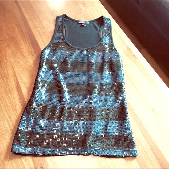 Glam black sequence tank top❤️