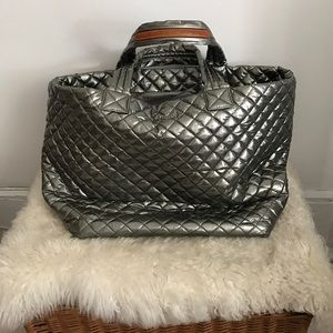 Metallic Silver MZ Wallace Large Metro Tote
