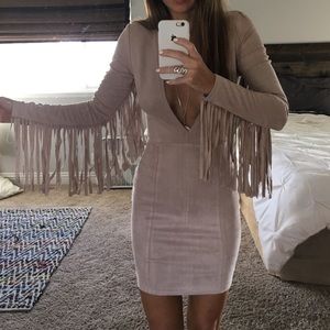 Suede mini body con dress.