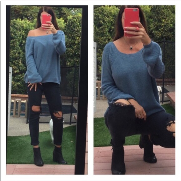 ✔️LAST // SLATE BLUE CRISS cross back SWEATER - Picture 2 of 3