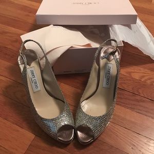 Jimmy Choo Glitter Sling Pump Champagne