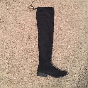 Qupid Over the Knee Black Suede Boots