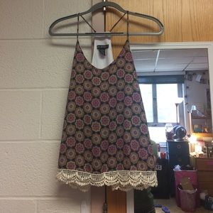 Blousy tank with crochet trim