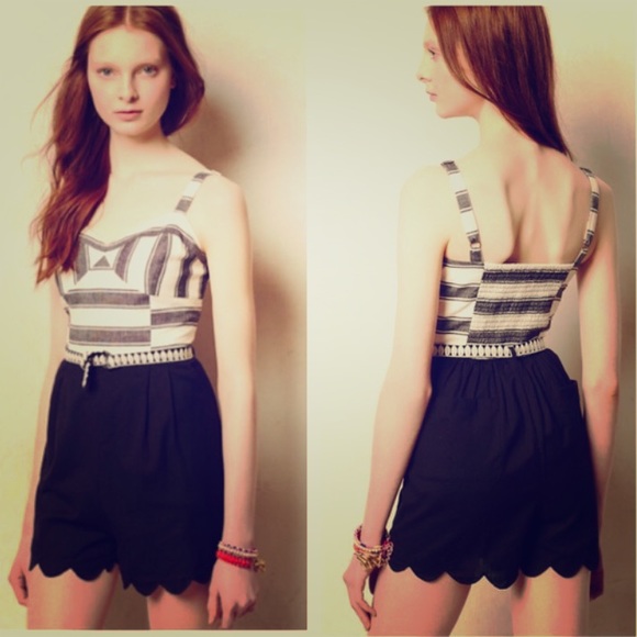 Anthropologist black and white romper