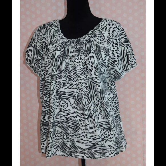 Kim Rogers Woman 2x Top Black & White ZEBRA Print