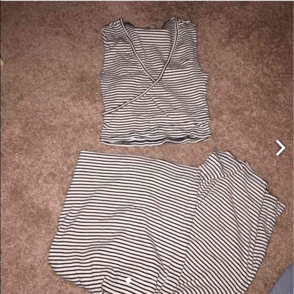 BUNDLE! Striped 2 piece maxi set black and white !