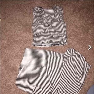 BUNDLE! Striped 2 piece maxi set black and white !