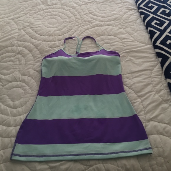 Purple and mint stripped lululemon top