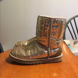 Gold sequin ugg boots
