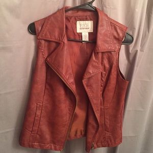 Brown leather outerwear vest