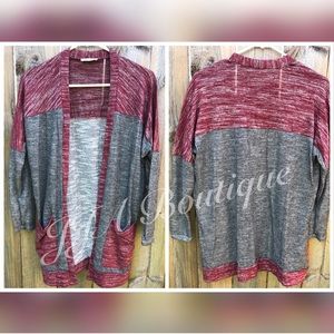 Grey Burgundy Cardi