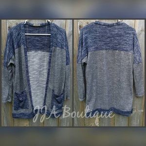 Navy Gray Cardigan
