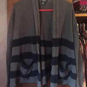 Gray & Navy Blue striped cardigan