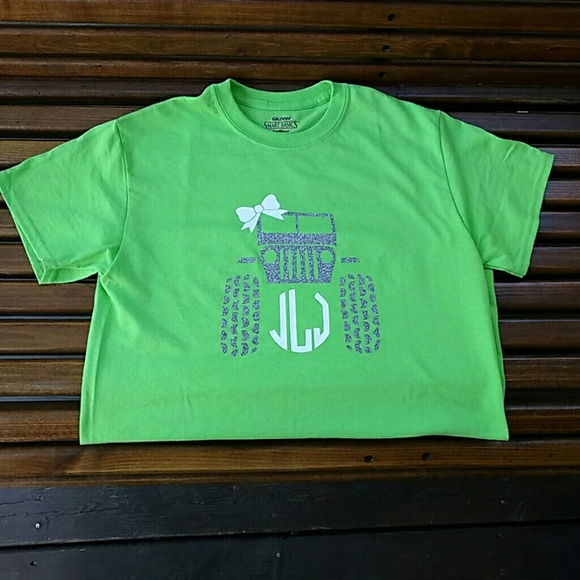 Custom monogrammed initial name jeep T-shirt