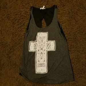 Cross top with see-through back