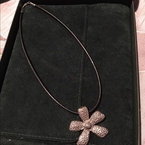 Stamped flower 925 necklace
