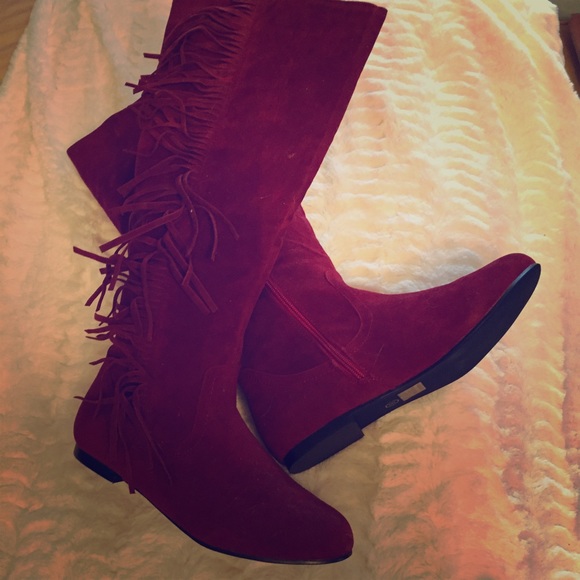 New Red Fringe Boots
