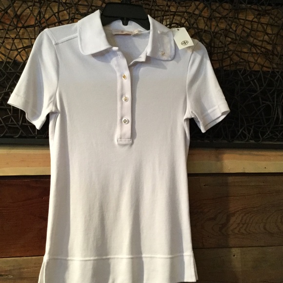 NWT Tory Burch Blouse- White Button Down Polo XS