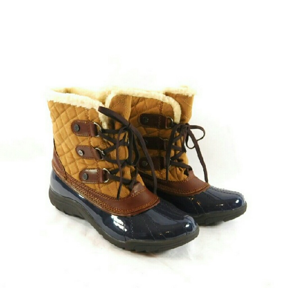 Anne Klein Shoes - Anne Klein Gailla Cold Weather Navy and Tan Boots