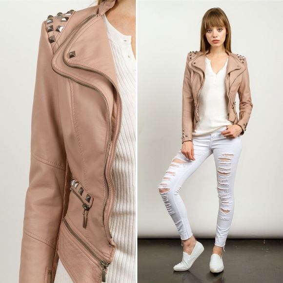 ‼️ LAST ONE‼️ Blush Studded Leather Jacket - Picture 7 of 8