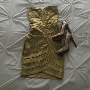 Strapless Gold Dress size Small