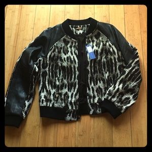 Rebecca Minkoff Concord Snow Leopard Bomber NWT