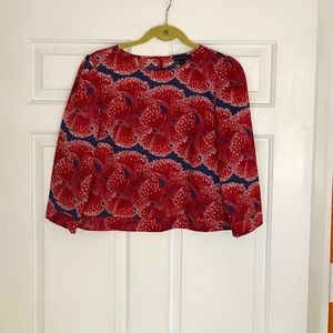 Brooks Brothers Cotton Poppy Print Top