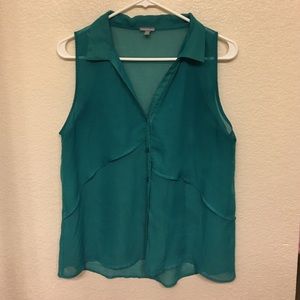 Teal Chiffon Button Down
