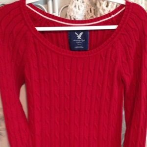 American Eagle Red Cable Knit Sweater